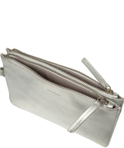 Eleanor' Metallic Silver Leather Clutch Bag