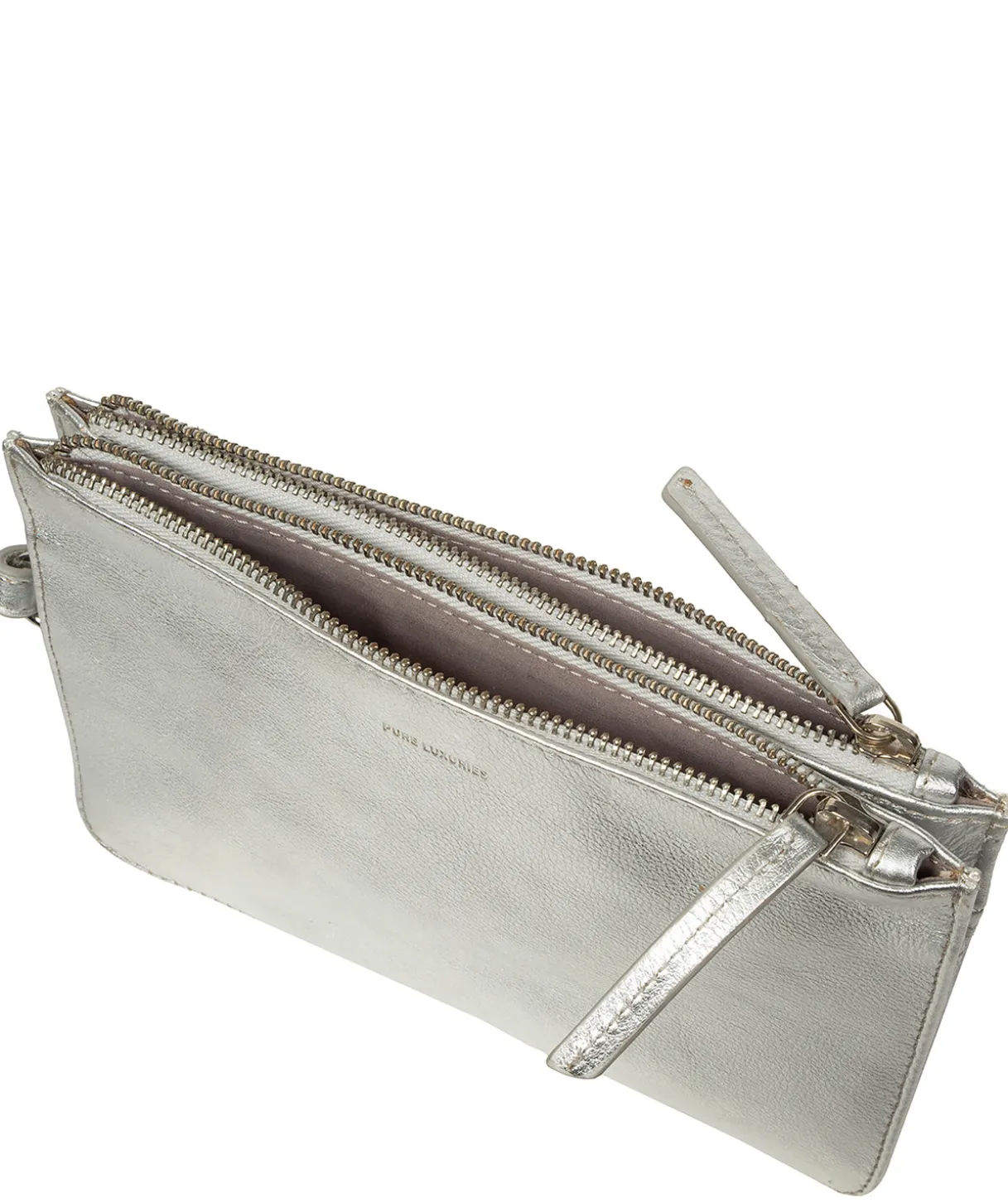 Eleanor' Metallic Silver Leather Clutch Bag