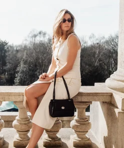 Elka' Black Leather Evening Bag