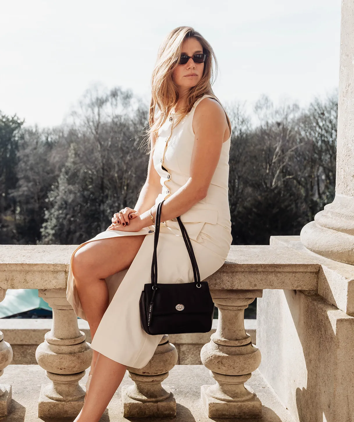 Elka' Black Leather Evening Bag