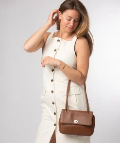 Elka' Rich Tan Leather Evening Bag