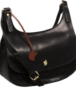 Ellipse' Black Leather Cross Body Bag
