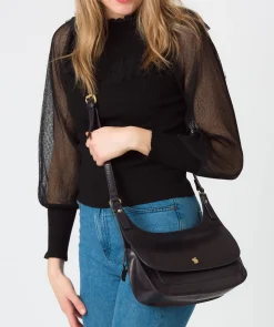 Ellipse' Navy Leather Cross Body Bag