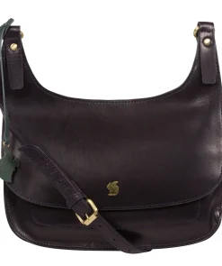 Ellipse' Navy Leather Cross Body Bag