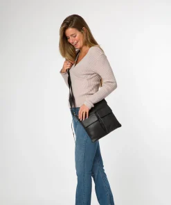 Elodie' Black Leather Cross Body Bag