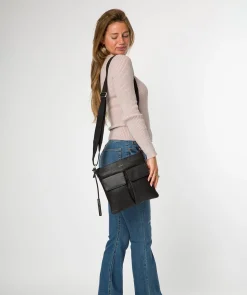 Elodie' Black Leather Cross Body Bag