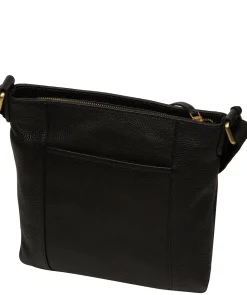 Elodie' Black Leather Cross Body Bag