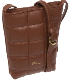 Elouise' Dark Tan Nappa Leather Cross Body Phone Bag