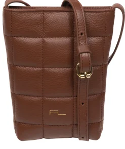 Elouise' Dark Tan Nappa Leather Cross Body Phone Bag