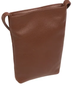 Elouise' Dark Tan Nappa Leather Cross Body Phone Bag