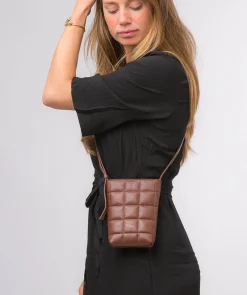 Elouise' Dark Tan Nappa Leather Cross Body Phone Bag