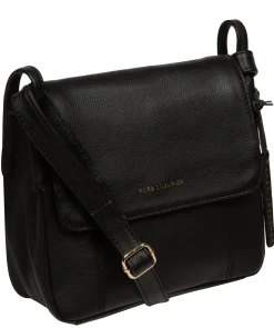 Elston' Black Leather Cross Body Bag