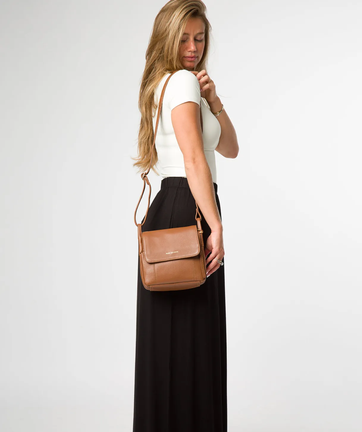 Elston' Tan Leather Cross Body Bag