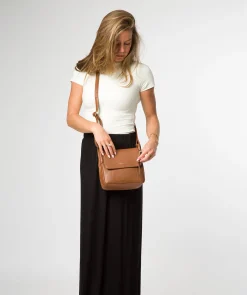 Elston' Tan Leather Cross Body Bag