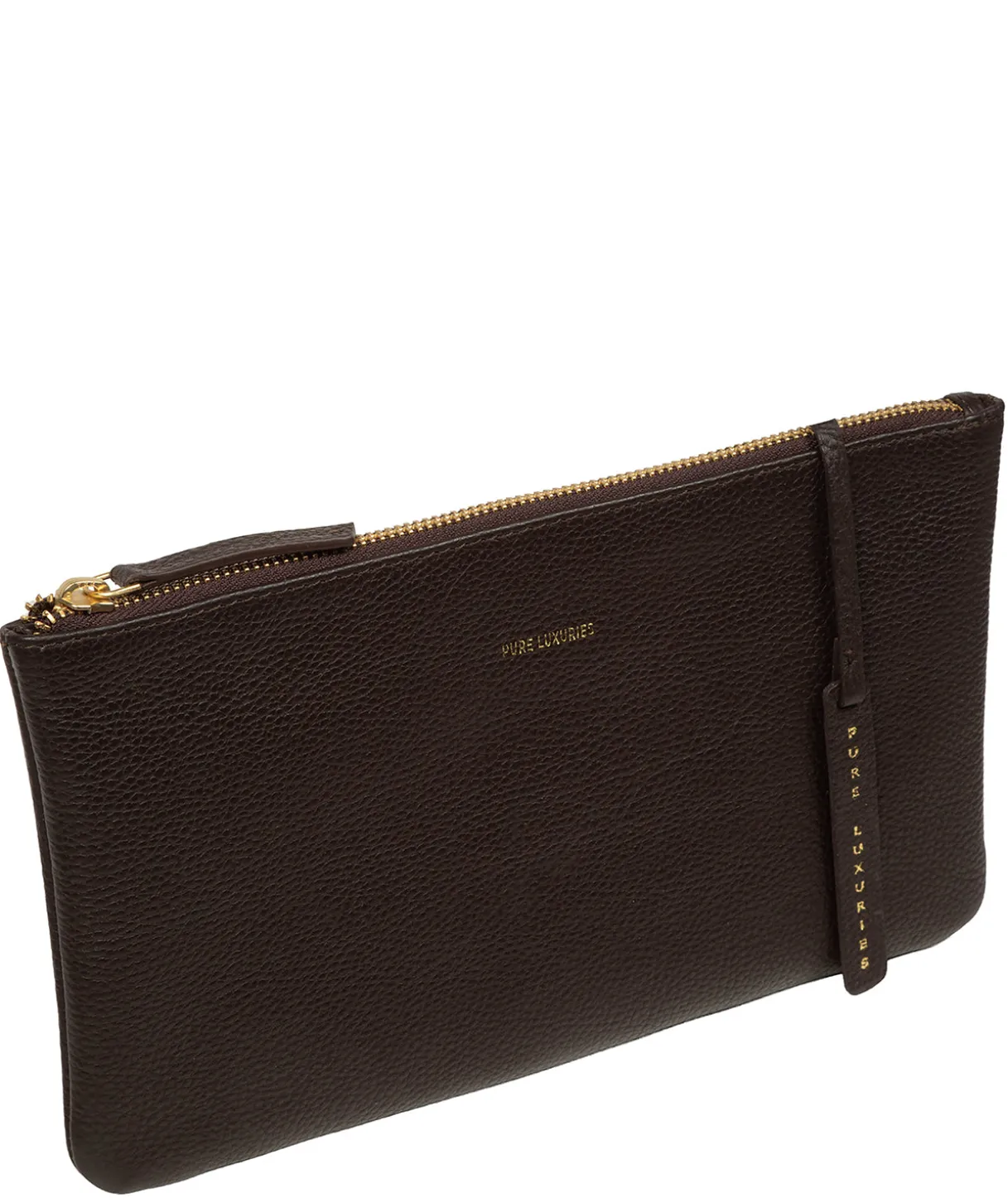 Emalia' Espresso Leather Clutch Bag