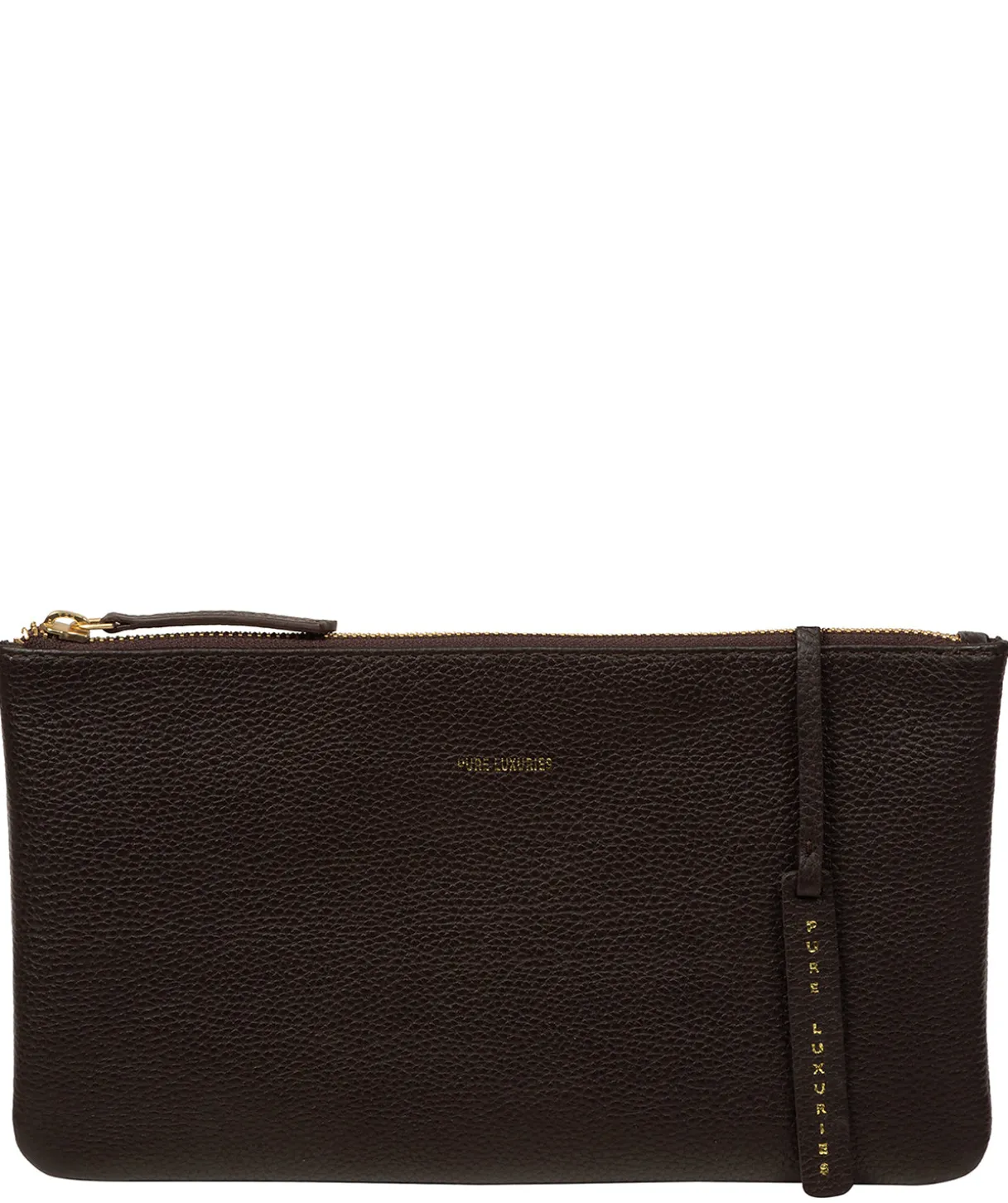 Emalia' Espresso Leather Clutch Bag