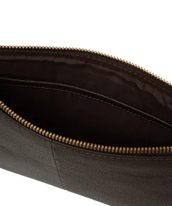 Emalia' Espresso Leather Clutch Bag
