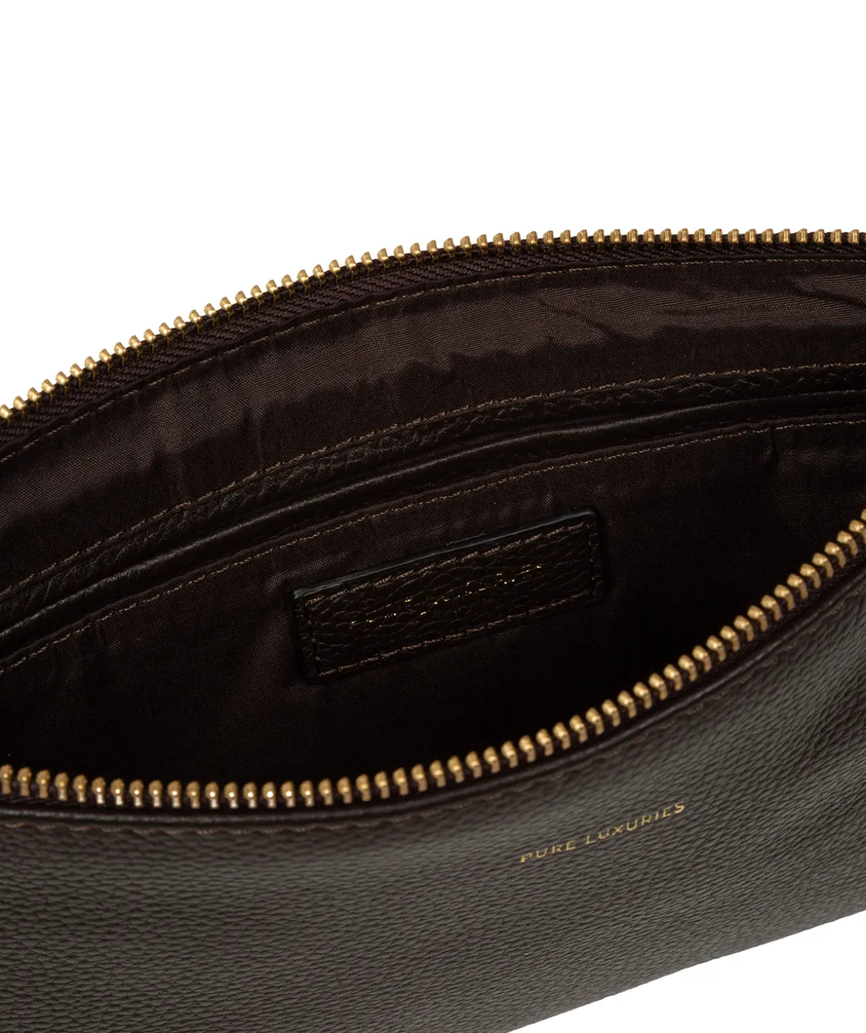 Emalia' Espresso Leather Clutch Bag