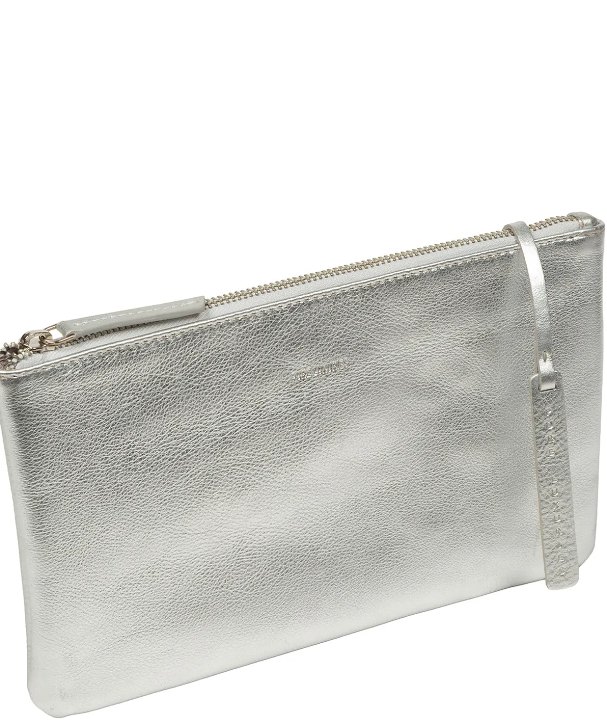 Emalia' Metallic Silver Leather Clutch Bag