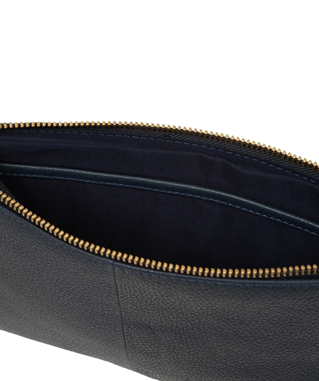 Emalia' Navy Leather Clutch Bag