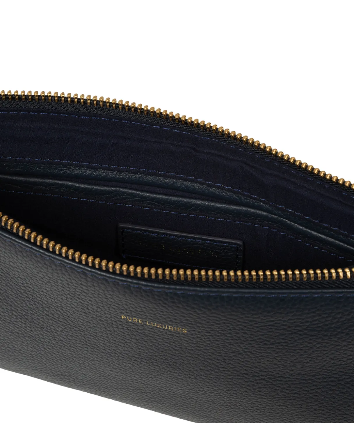 Emalia' Navy Leather Clutch Bag