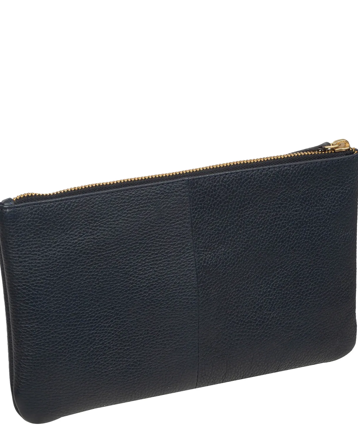 Emalia' Navy Leather Clutch Bag