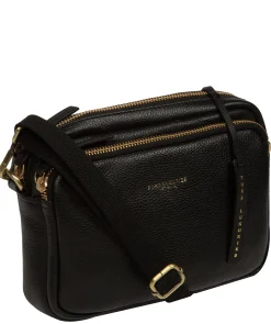 Eris' Black Leather Cross Body Bag