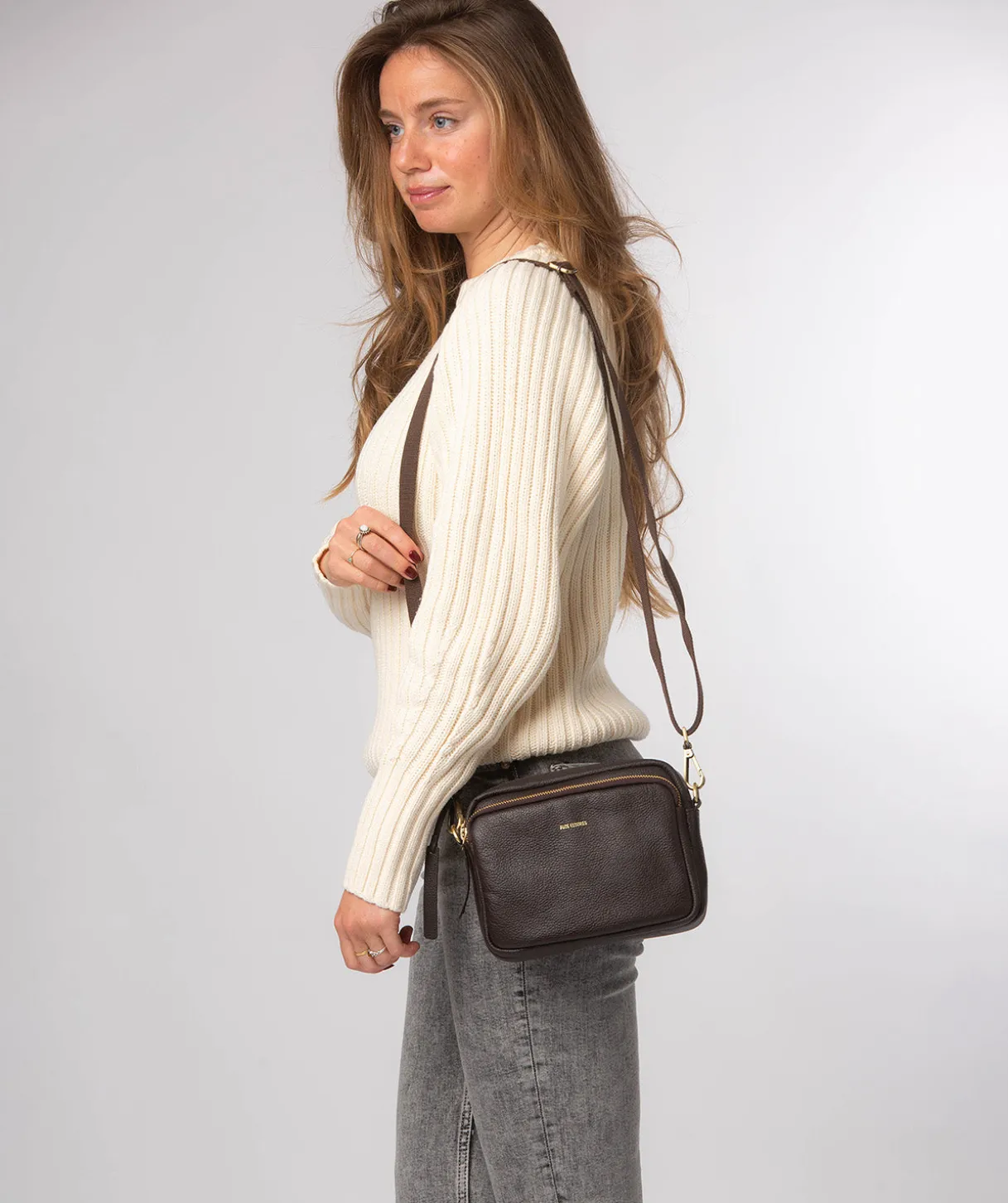 Eris' Espresso Leather Cross Body Bag