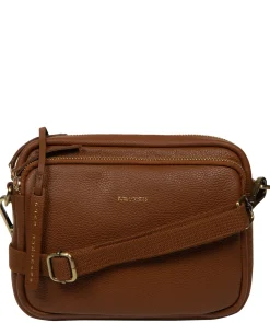 Eris' Rich Tan Leather Cross Body Bag