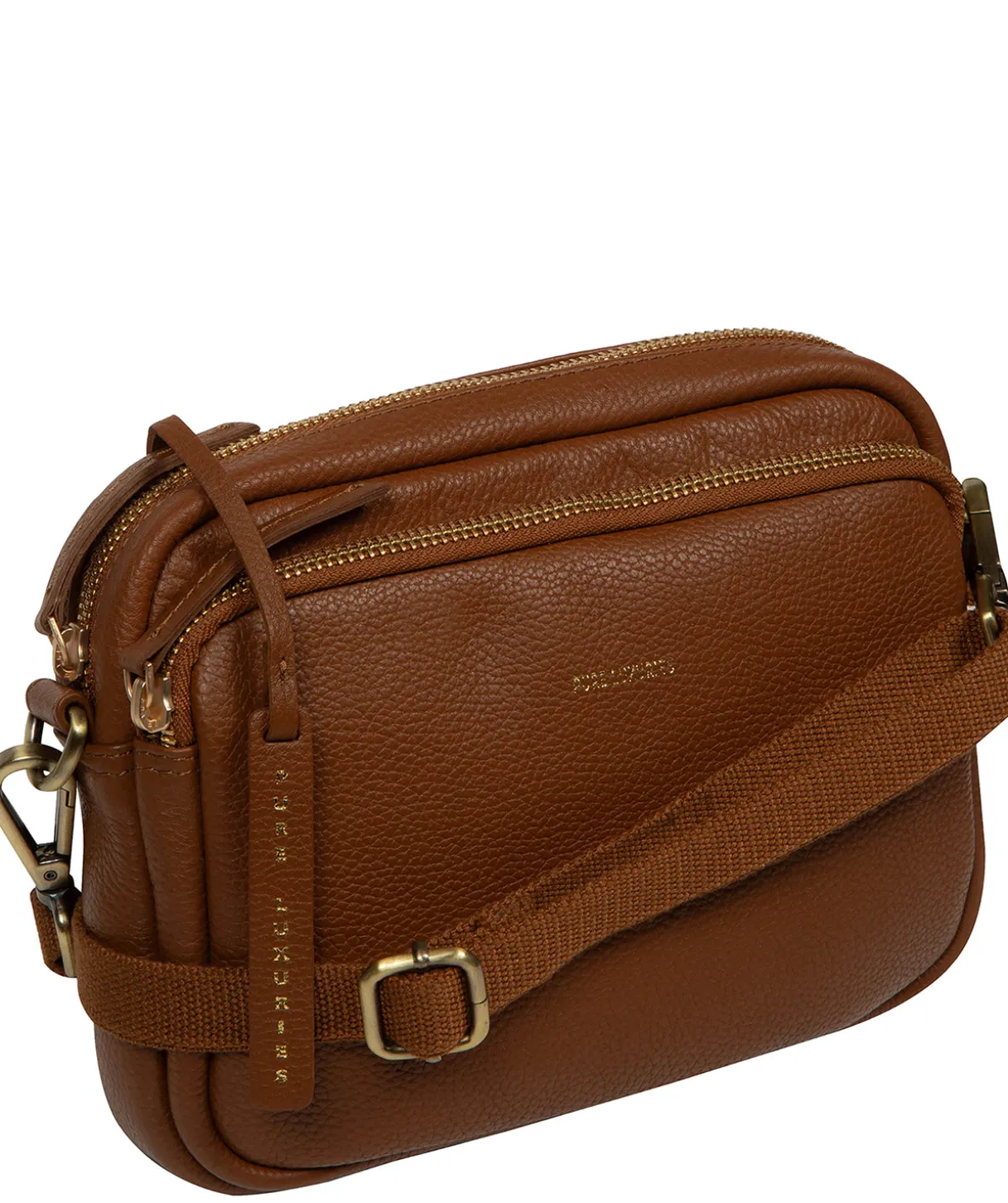 Eris' Rich Tan Leather Cross Body Bag