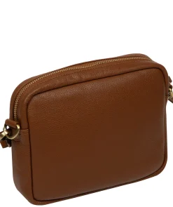 Eris' Rich Tan Leather Cross Body Bag