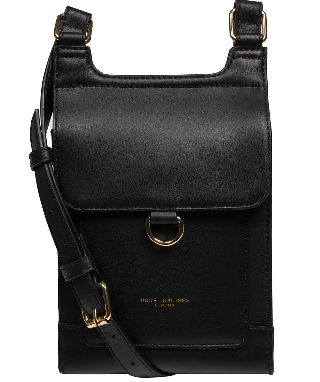 Erma' Black Leather Cross Body Bag