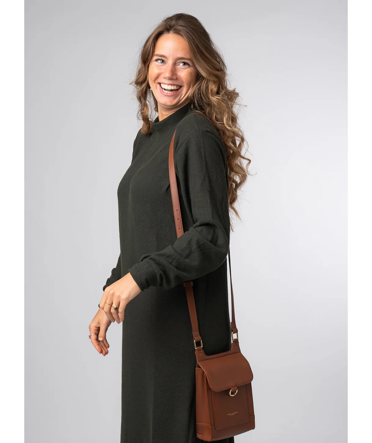 Erma' Caramel Leather Cross Body Bag