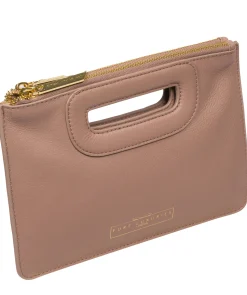 Esher' Blush Pink Leather Clutch Bag