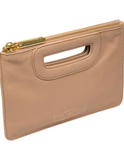 Esher' Latte Leather Clutch Bag