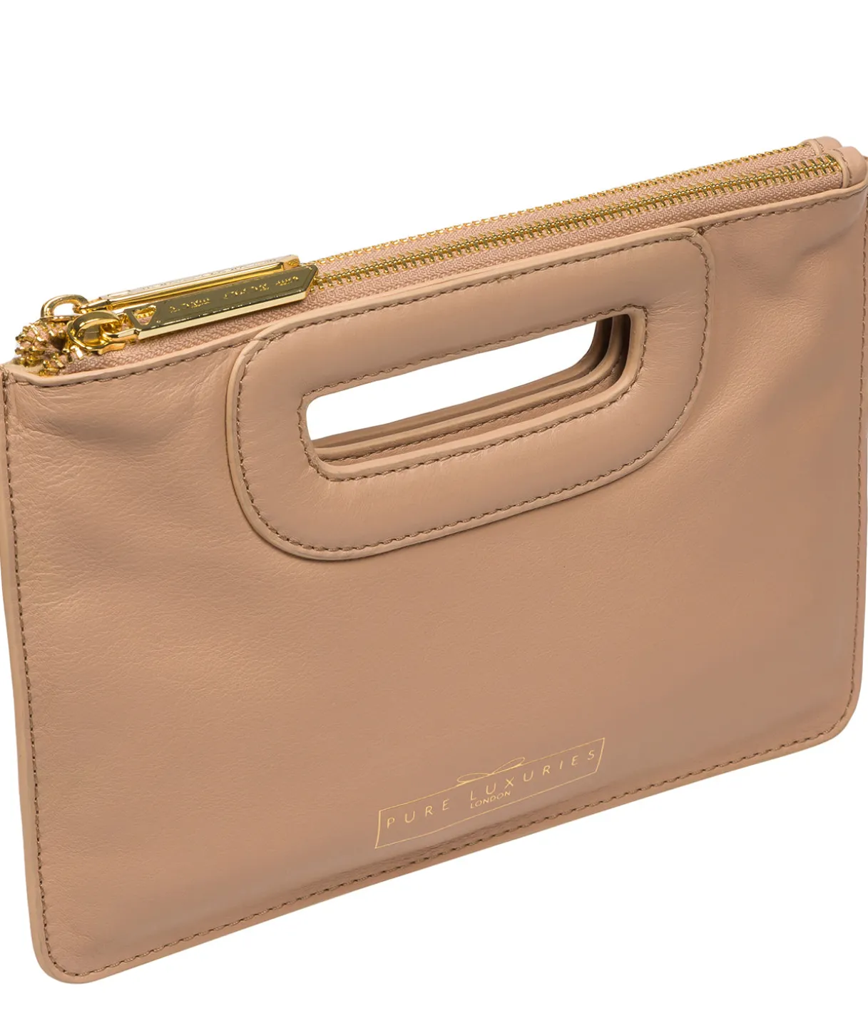 Esher' Latte Leather Clutch Bag