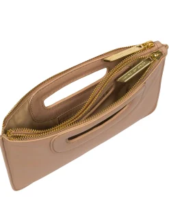 Esher' Latte Leather Clutch Bag