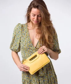 Esher' Lemon Drop Leather Clutch Bag