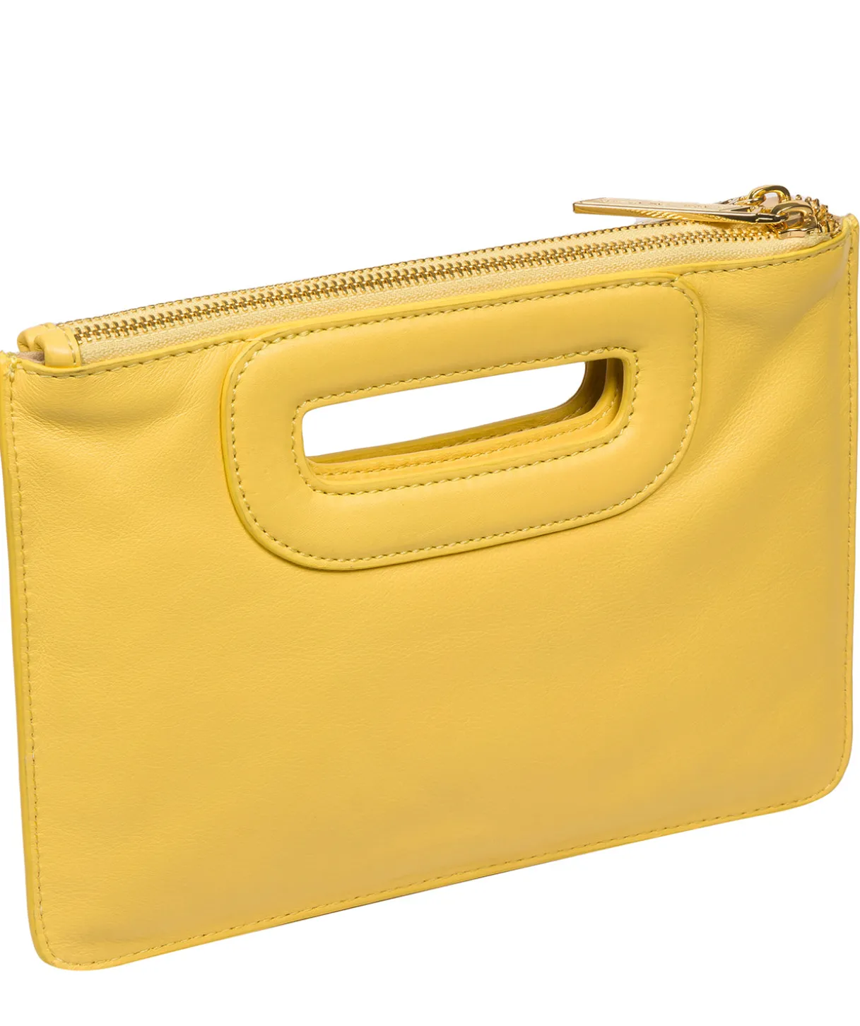 Esher' Lemon Drop Leather Clutch Bag