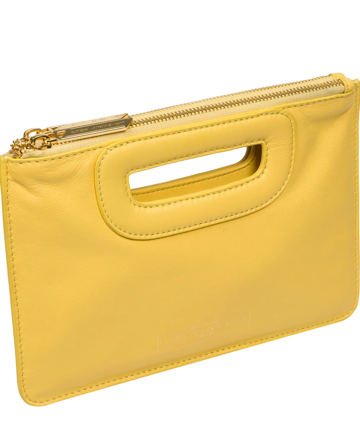 Esher' Lemon Drop Leather Clutch Bag