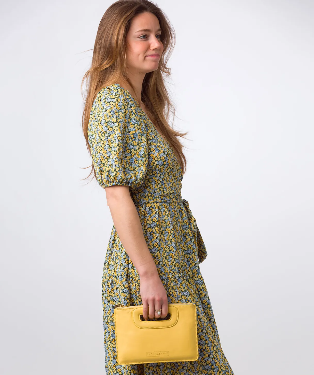 Esher' Lemon Drop Leather Clutch Bag