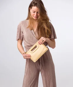 Esher' Metallic Gold Leather Clutch Bag