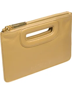 Esher' Metallic Gold Leather Clutch Bag