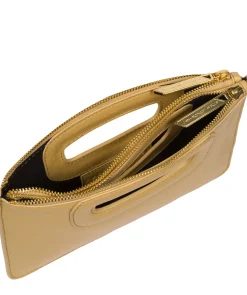 Esher' Metallic Gold Leather Clutch Bag