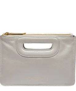 Esher' Metallic Silver Leather Clutch Bag