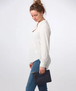 Esher' Navy Leather Clutch Bag