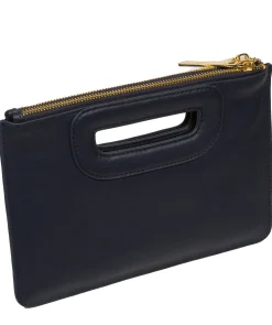Esher' Navy Leather Clutch Bag