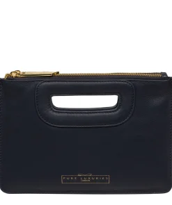Esher' Navy Leather Clutch Bag