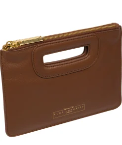 Esher' Tan Leather Clutch Bag