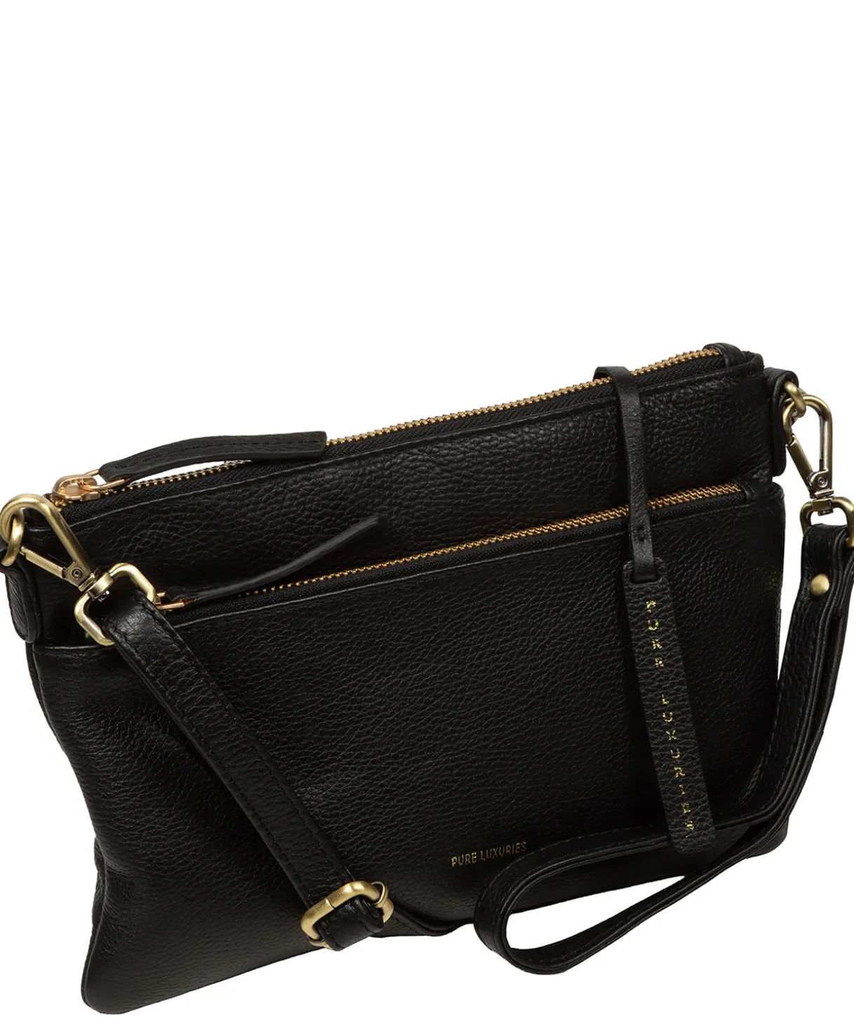Estelle' Black Leather Clutch and Cross Body Bag